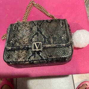 Victoria's Secret Snake Print Crossbody Bag with Gold Chain